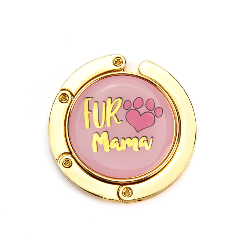 Epoxy Resin Graphic Printed Folding Purse Hook for Table - Cute Gold Electroplated Metal Handbag Hanger Desk Holder - Portable Swivel Bag Hanger Accessory for Women, Dining & Travel 🌸🐾✨