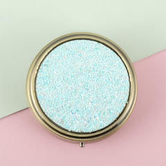 Personalized Initial Glitter Pill Case with Mirror, 3-Compartment Portable Pill Organizer, Eco-Friendly Pill Box with 95% High Reflectivity Mirror for Purse/Travel, Gift for Women & Daily Use