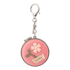 Fabric Round Compact Mirror with Lanyard - Cute 3D Flower & "Lovely" Patch Double-Sided Folding Travel Mirror - Soft Pocket Bag Charm Vanity Mirror for Women, Girls & Students 🌸✨