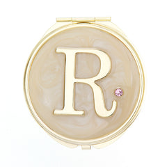 Personalized Epoxy Rhinestone Compact Mirror, Double-Sided HD Makeup Mirror with Custom Letter Design, Portable Pocket Mirror for Women & Girls, Cute Travel Mirror with Stickers