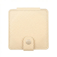 Litchi Grain PU Leather Square Compact Mirror with Snap Button Closure - Multi-Color Cute HD Double-Sided Folding Travel Mirror