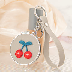 Camellia Flower Compact Mirror Keychain, Stylish Double-Sided Folding Makeup Mirror with 95% High Reflectivity, Portable Pocket Mirror with Wrist Strap for Purse/Travel, Gift for Women & Fashion Lovers