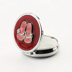 Round Rhinestone & Enamel Pill Box with Mirror, Butterfly Decor Portable Pill Organizer