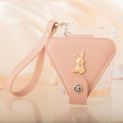 Bee Embellished Leather Compact Mirror Keychain, Double-Sided Folding Makeup Mirror with 95% High Reflectivity, Portable Pocket Mirror with Wrist Strap for Purse/Travel