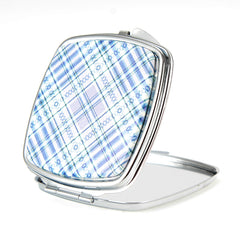 Plaid Double-Sided Compact Mirror, Portable Pocket Makeup Mirror with 1X/2X Glass Mirror, Stylish Checkered Design for Women, Travel, Purse & Daily Touch-Ups