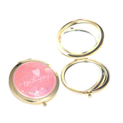 Quicksand Glitter Round Compact Mirror, 70mm Portable Folding Makeup Mirror with 95% High Reflectivity, Cute Pocket Mirror for Purse/Travel, Gift for Women & Girls