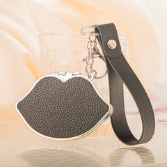 Lip-Shaped Compact Mirror Keychain - Cute Kiss Lips Double-Sided Folding Travel Mirror with Plastic Frame - Pocket Purse Charm Vanity Mirror with Wrist Lanyard for Women, Girls & Students 💋✨