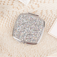 Luxury Rhinestone Compact Mirror, Double-Sided HD Makeup Mirror for Women Girls, Bling Portable Cosmetic Mirror for Purse Travel Party Wedding Touch-Ups