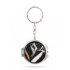 Round Compact Mirror Keychain with Acetate Acrylic Design, Double-Sided Folding Makeup Mi Keychain with Acetate Acrylic Design, Double-Sided Folding Makeup Mirror with Metal Frame & Glass Mirror, Portable Purse Mirror for Women Girls Travel Daily Use