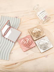 Square Painted Plastic Compact Mirror, Tri-Color Folding Pocket Vanity Mirror with HD Glass, Available in 3 Colors