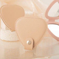 Triangle PU Leather Compact Mirror for Women & Girls, Double-Sided Folding Makeup Mirror with Snap Closure, Portable Travel Purse Mirror for Daily Touch-Ups, Eco-Friendly Pocket Cosmetic Mirror