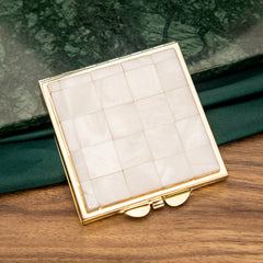 Mother of Pearl Compact Mirror Square Compact Makeup Mirror, Double-Sided High Definition Mirror (95% Reflectivity), Portable Pocket Mirror for Travel & Daily Use, Lightweight 70g, Eco-Friendly Material, Ideal for Women & Girls