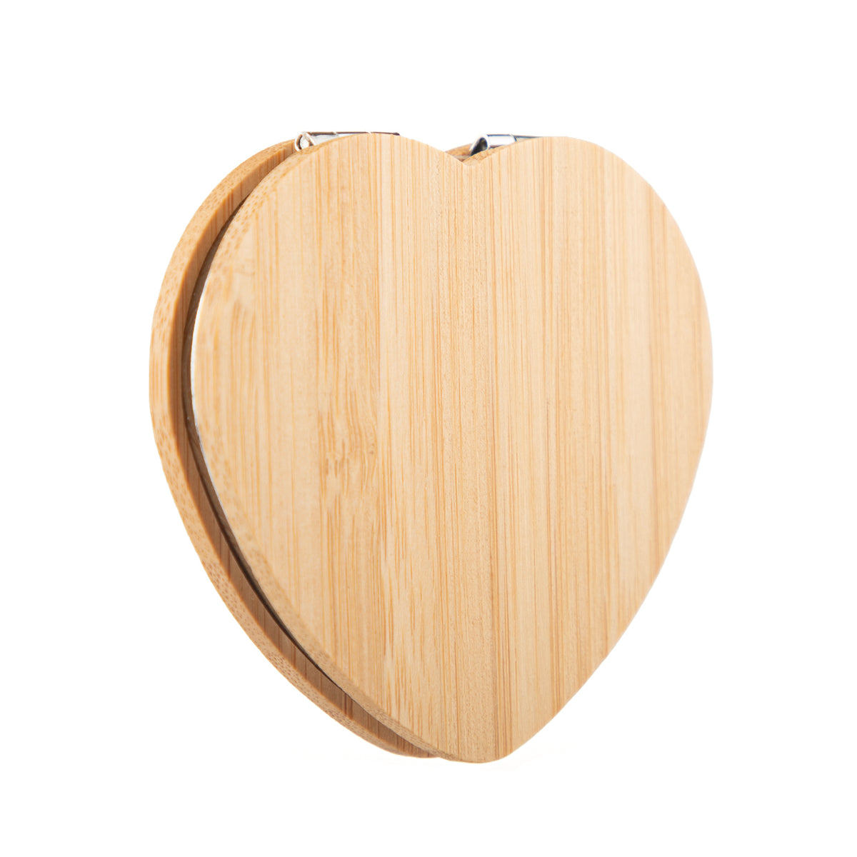 Heart Shape Bamboo Compact Mirror, Portable Pocket Makeup Mirror, Eco-Friendly Folding Mirror, Travel Mirror for Women, Girls, Purse, Gift