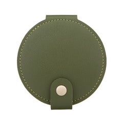 PU Leather Round Compact Mirror with Snap Button Closure - Multi-Color Cute Double-Sided Folding Travel Mirror
