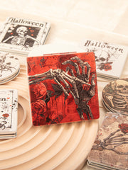 Gothic Skull Printed PU Leather Compact Mirror - Square Metal Frame Double Sided Folding Pocket Vanity Mirror with HD Glass for Purse, Travel, Halloween Party Favors & Goth Gifts 💀🪞🕷️✨