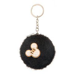 Plush Compact Mirror Keychain, Round Fluffy Pocket Makeup Mirror with Cute Charm Design, 95% High Clarity Folding Mirror for Women, Girls, Travel, Purse, Bag Charm Gift (75mm)