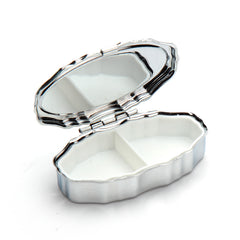 Mini Scalloped Oval Blank Pill Box Blanks Bulk - 2-Compartment Wavy Oval Metal Pill Organizer Setting for DIY Epoxy Resin, Rhinestones, Sublimation & Custom Logo Engraving) 💊🪞✨