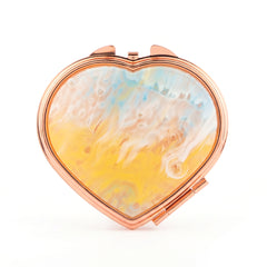 Acetate Heart Compact Mirror - Elegant Marble Pattern Double-Sided Travel Mirror with Metal Frame - Premium Pocket Mirror with 95% HD Reflectivity for Purses, Handbags, & Girls on the Go 💖🐚
