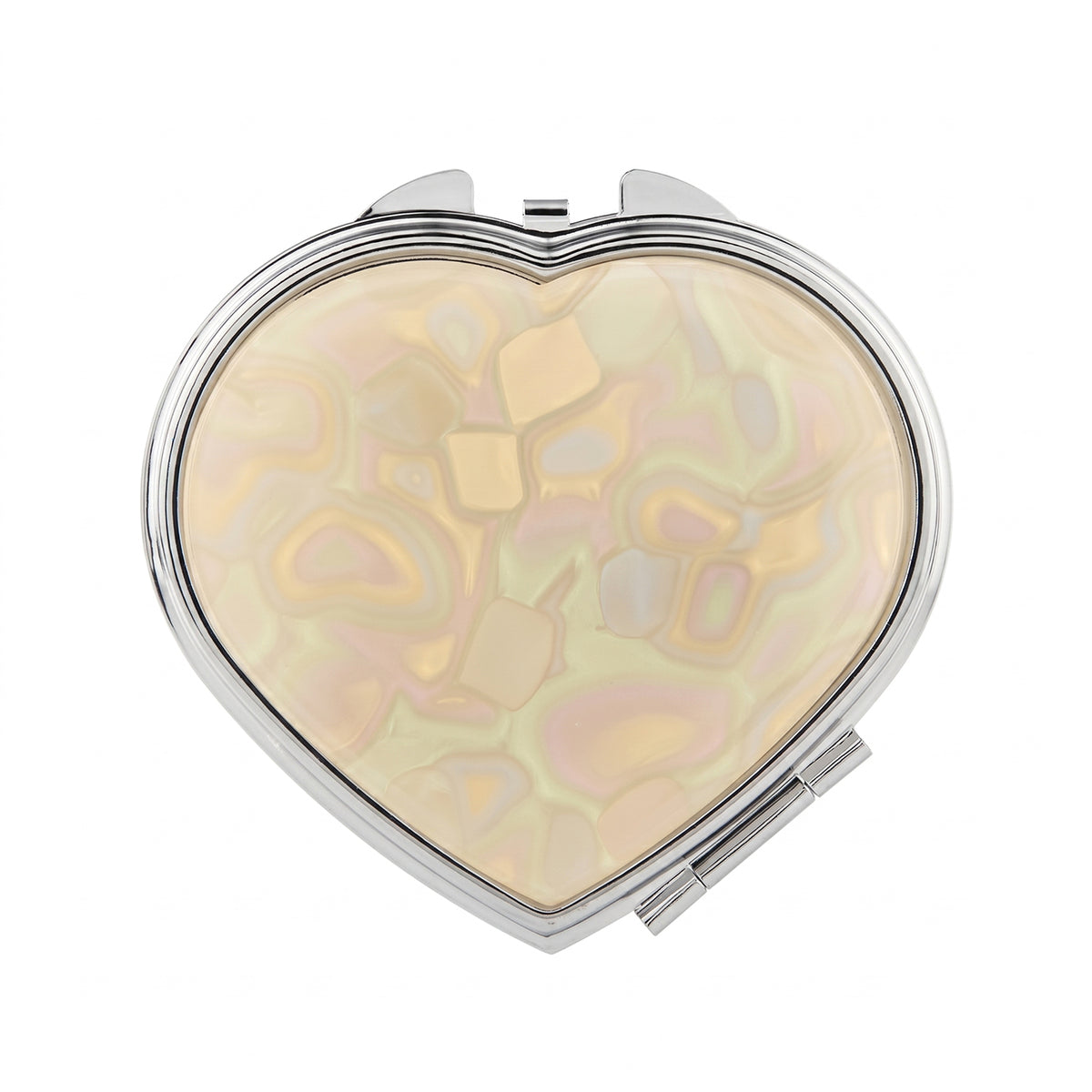 Acetate Heart Compact Mirror - Elegant Marble Pattern Double-Sided Travel Mirror with Metal Frame - Premium Pocket Mirror with 95% HD Reflectivity for Purses, Handbags, & Girls on the Go 💖🐚