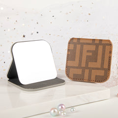 Portable Square Makeup Mirror, Ultra-Clear Stainless Steel Travel Mirror with Premium PU Leather Case, Slim & Lightweight Eco-Friendly Pocket Mirror for Women & Girls, Perfect for Handbag, Office, and Daily Touch-ups (75x80mm) 💄✨