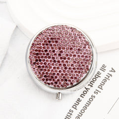 Three compartment rhinestone pill box open interior