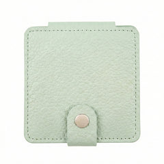 Litchi Grain PU Leather Square Compact Mirror with Snap Button Closure - Multi-Color Cute HD Double-Sided Folding Travel Mirror