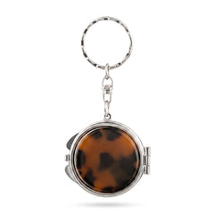 Round Compact Mirror Keychain with Acetate Acrylic Design, Double-Sided Folding Makeup Mi Keychain with Acetate Acrylic Design, Double-Sided Folding Makeup Mirror with Metal Frame & Glass Mirror, Portable Purse Mirror for Women Girls Travel Daily Use