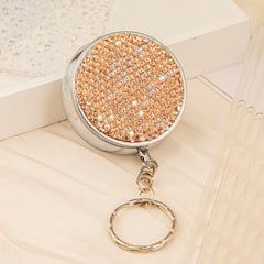 Sparkling Rhinestone Keychain Pill Box Round Metal Travel Medicine Case Portable Pocket Vitamin Organizer Bag Charm