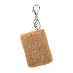 Plush Rectangular Compact Mirror with Keychain - Cute Faux Fur Double-Sided Folding Travel Mirror - Soft Fluffy Pocket Bag Charm Vanity Mirror for Women, Girls, Teens & Students 🧸✨