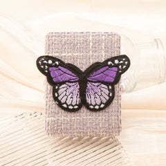 3D Butterfly Rectangle Compact Mirror Tweed Fabric Folding Pocket Mirror Portable Metal Dual Sided Makeup Vanity Mirror