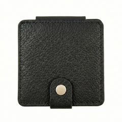 Litchi Grain PU Leather Square Compact Mirror with Snap Button Closure - Multi-Color Cute HD Double-Sided Folding Travel Mirror