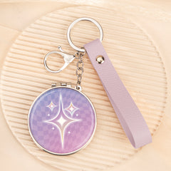 Round Compact Mirror with Keychain & Wristlet - Epoxy Resin Glossy Surface, Double-Sided Folding Travel Mirror - Portable 60mm Pocket Mirror for Women & Girls, Perfect for Purses, School Bags & Daily Touch-ups 💖✨