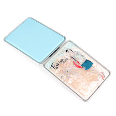 Rectangle Quicksand Compact Mirror Liquid Glitter Folding Pocket Mirror Silver Plated Dual Sided Makeup Vanity Fashion Girl Mirror