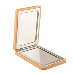Rectangular Bamboo Compact Mirror, 90×65mm Portable Folding Makeup Mirror, 95% High Clarity Eco-Friendly Wooden Pocket Mirror for Women, Travel, Office, Daily Use & Gift (74g
