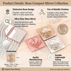 Square Painted Plastic Compact Mirror, Tri-Color Folding Pocket Vanity Mirror with HD Glass, Available in 3 Colors