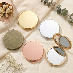Round Blank Compact Mirror Blanks Bulk - Double-Sided Smooth Metal Folding Pocket Mirror Frames for Custom Logo Engraving, Sublimation, Vinyl, Resin DIY Crafts (Silver, Gold, Light Gold, Rose Gold, Antique Bronze) 🪞✨
