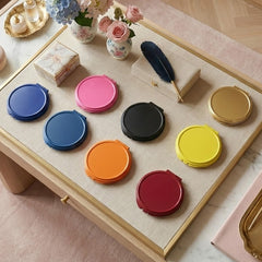Matte Spray Painted Round Blank Compact Mirror Setting Blanks - Multi-Color Colorful HD Double-Sided Folding Pocket Metal Mirror Frame