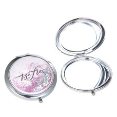 Quicksand Glitter Round Compact Mirror, 70mm Portable Folding Makeup Mirror with 95% High Reflectivity, Cute Pocket Mirror for Purse/Travel, Gift for Women & Girls