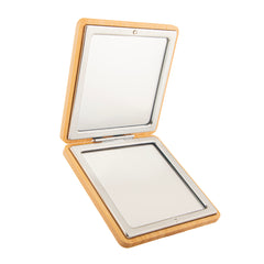 Eco-Friendly Bamboo Square Compact Mirror, 85*85mm Portable Pocket Mirror with 95% High Reflectivity, Mini Folding Makeup Mirror for Purse, Travel Vanity Mirror for Women, Available in Bamboo/Acacia/Beech/Walnut Wood