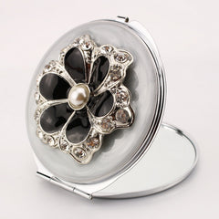 Rhinestone Resin Compact Mirror, Luxury Portable Folding Makeup Mirror, 95% High-Definition Reflection, Elegant Design for Women, Travel, Touch-Ups & Gifts