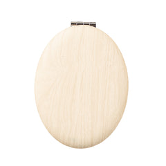 Oval Wood Grain PU Leather Compact Mirror - Luxury Electroplated Metal Double-Sided Folding Pocket Vanity Mirror with Custom Logo Surface & HD Glass for Purse, Travel & Gifts