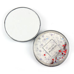 Round Quicksand Compact Mirror Floating Heart Sequins Folding Pocket Mirror Silver Plated Dual Sided Makeup Vanity Flowers Print Mirror