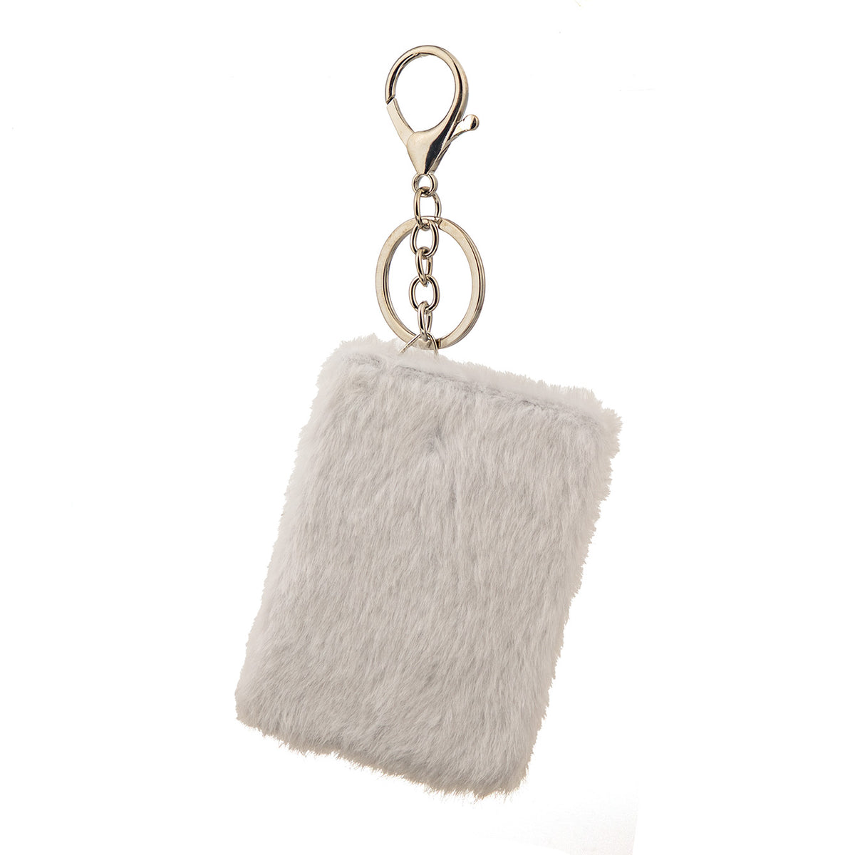 Plush Rectangular Compact Mirror with Keychain - Cute Faux Fur Double-Sided Folding Travel Mirror - Soft Fluffy Pocket Bag Charm Vanity Mirror for Women, Girls, Teens & Students 🧸✨
