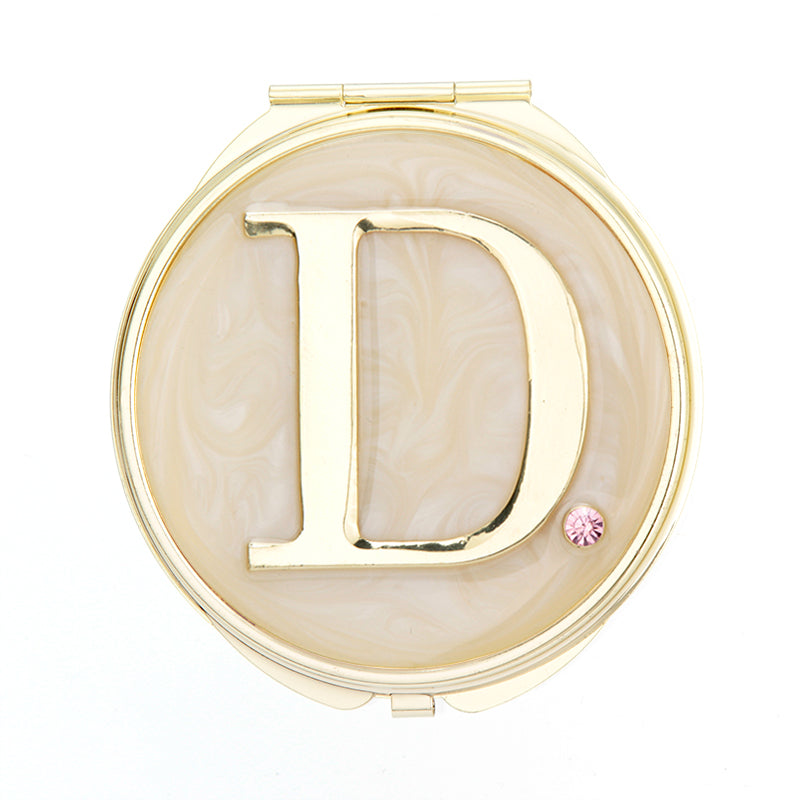 Personalized Epoxy Rhinestone Compact Mirror, Double-Sided HD Makeup Mirror with Custom Letter Design, Portable Pocket Mirror for Women & Girls, Cute Travel Mirror with Stickers