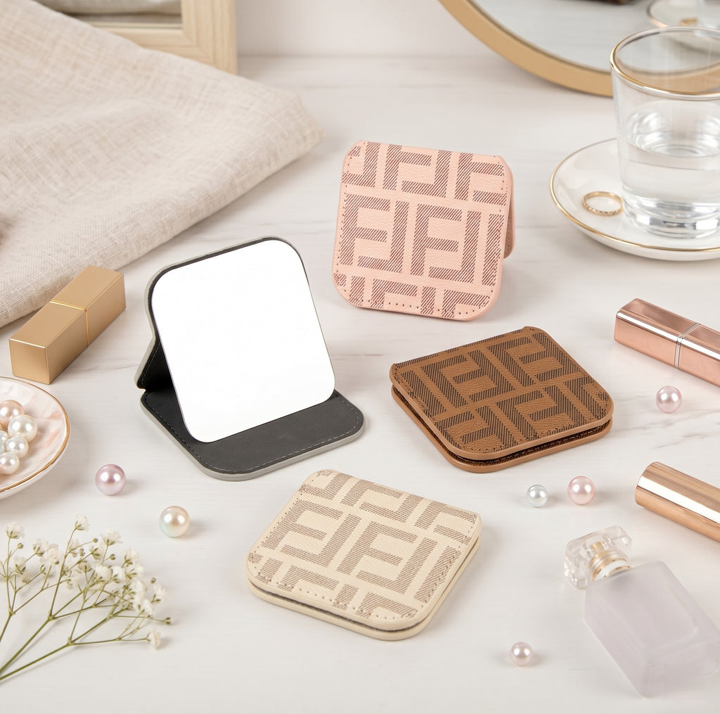 Portable Square Makeup Mirror, Ultra-Clear Stainless Steel Travel