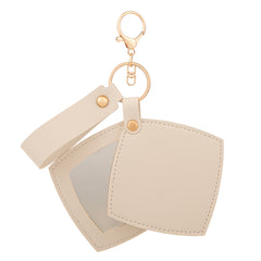 Rhombus-Shaped PU Leather Compact Mirror Keychain - Multi-Color Cute HD Swivel Folding Double-Sided Travel Mirror