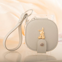 Bee Embellished Leather Compact Mirror Keychain, Round Double-Sided Folding Makeup Mirror with 95% High Reflectivity, Portable Pocket Mirror with Wrist Strap for Purse/Travel, Gift for Women & Girls