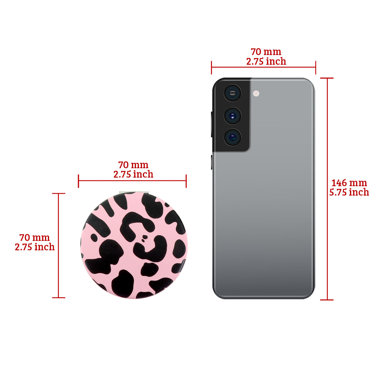1 PC Round PU Leather Makeup Mirror Pink Leopard Print Compact Portable Design Ideal For Precision Makeup Perfect Gift For Mother Daughter Sister Girlfriend Suitable For Home Office Travel And More