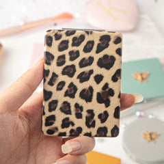 Leopard Print Rectangle Compact Mirror, Stylish Double-Sided Folding Makeup Mirror with 95% High Reflectivity, Portable Pocket Mirror for Purse/Travel, Gift for Women & Fashion Lovers