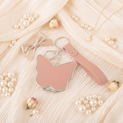 Butterfly Compact Mirror Keychain - Cute Shaped Double-Sided Folding Travel Mirror with Plastic Frame - Pocket Purse Charm Vanity Mirror with Wrist Lanyard for Women, Girls & Students 🦋✨